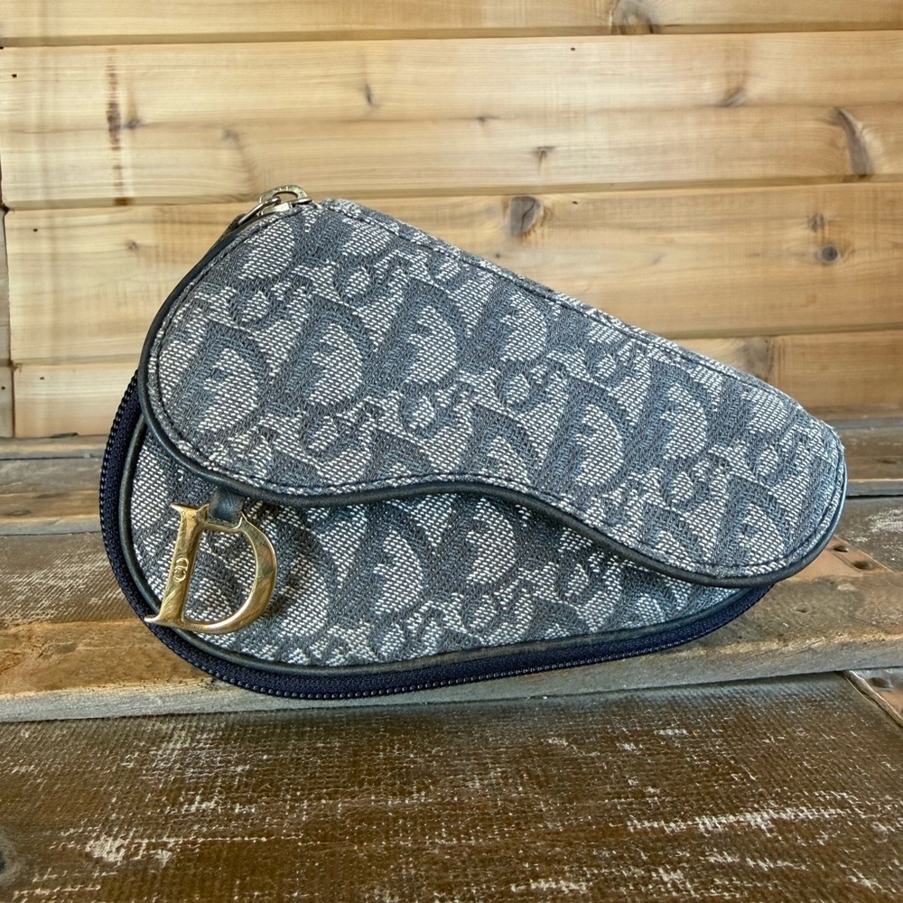 Christian Dior Trotter Denim Zip Saddle Pouch